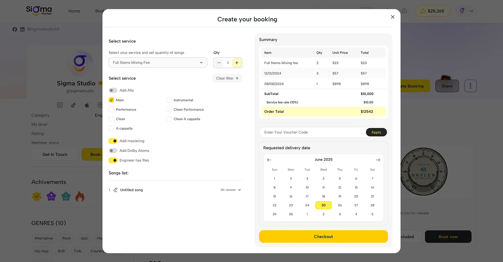 WavMasters: create a booking with a date picker
