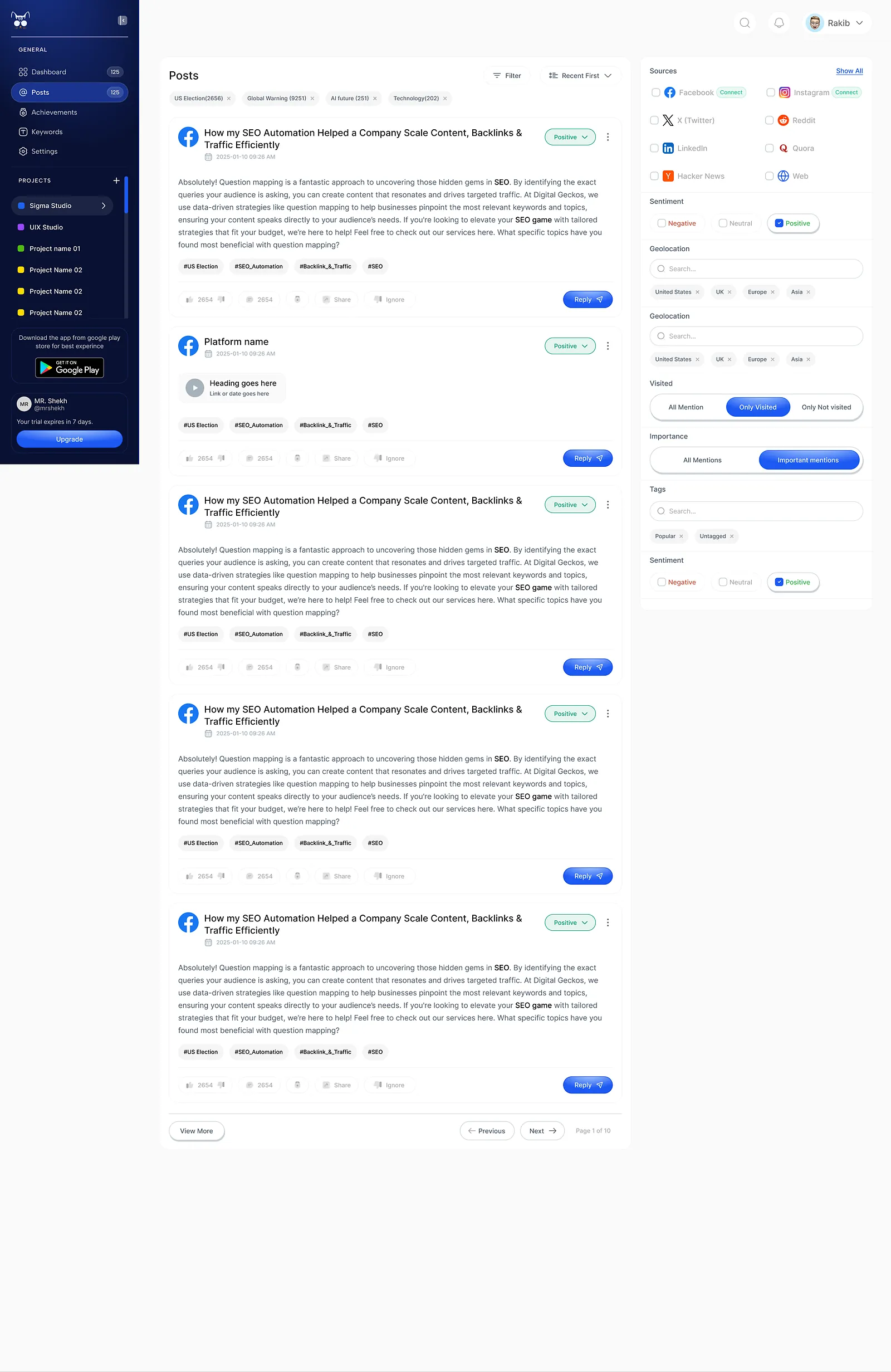 BrandingCat: posts list with filters