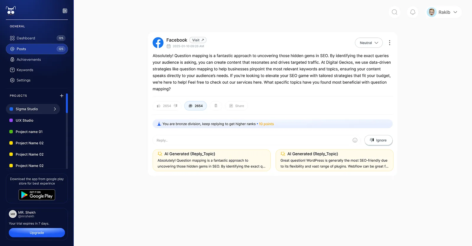 BrandingCat: single post with replies