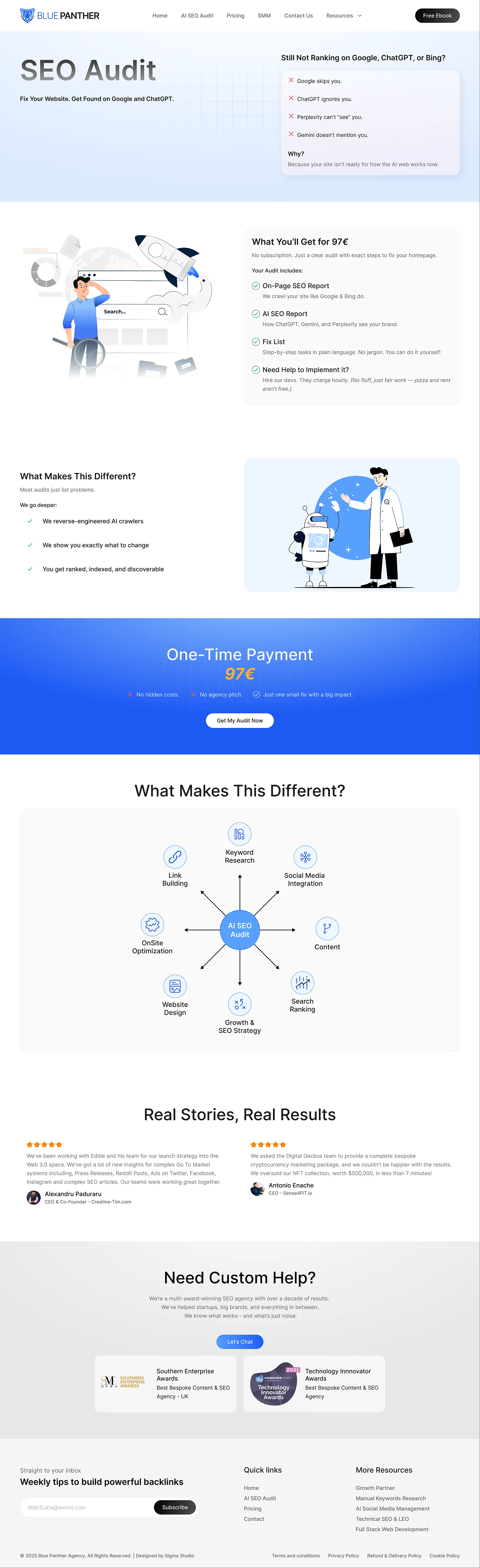 Blue Panther: AI SEO audit page