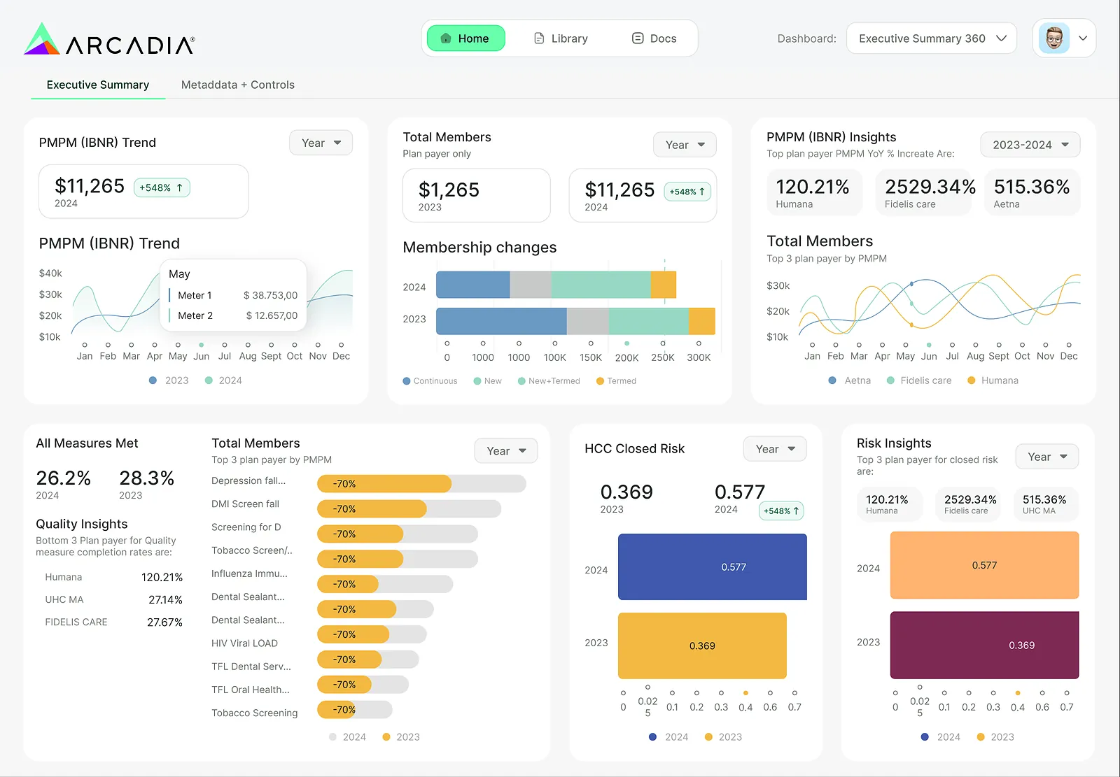 Arcadia: executive summary dashboard