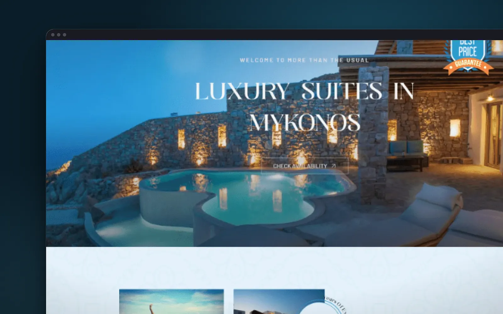 Amalini Suites: the villa landing page hero