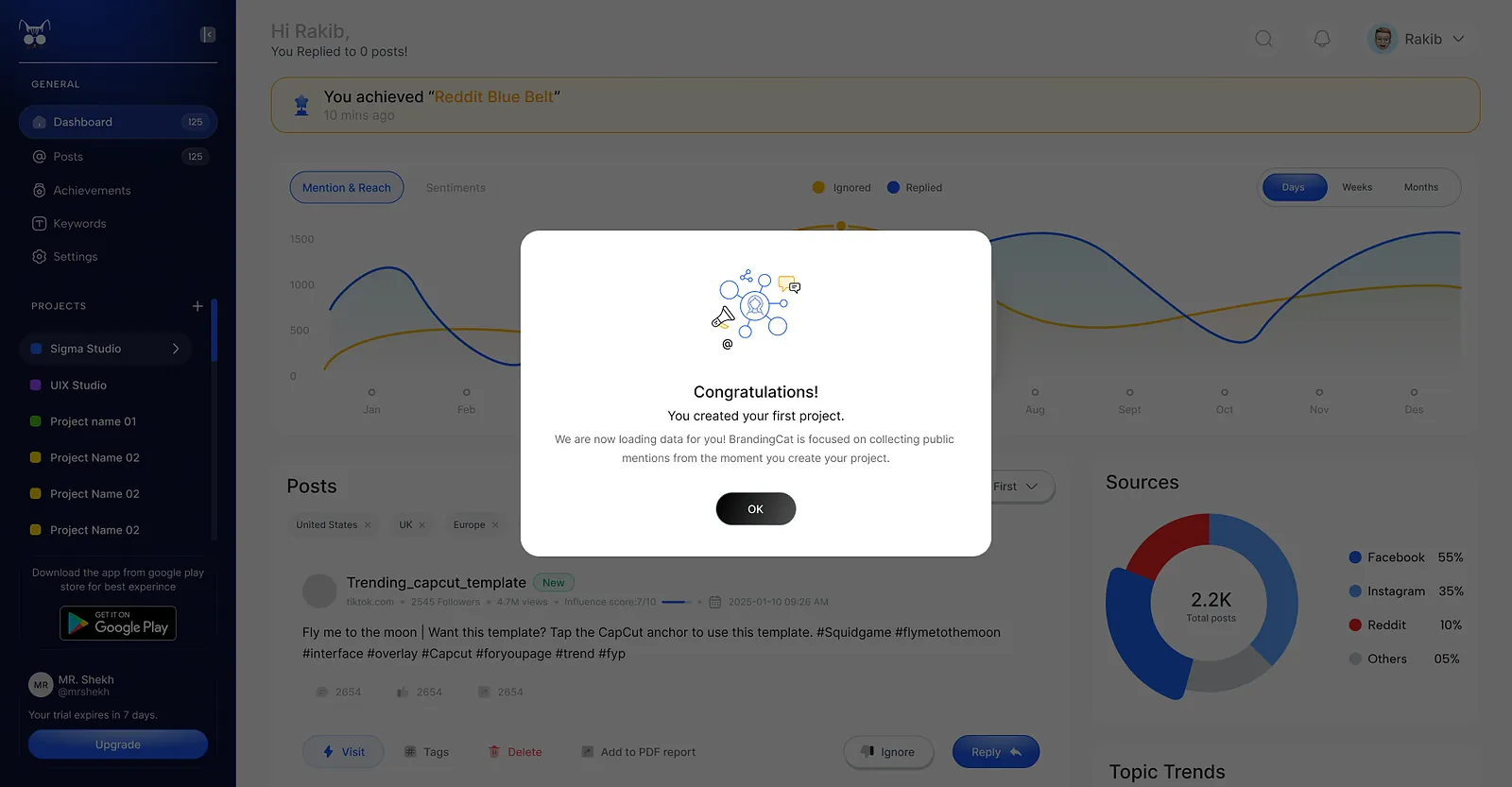 BrandingCat: project created confirmation