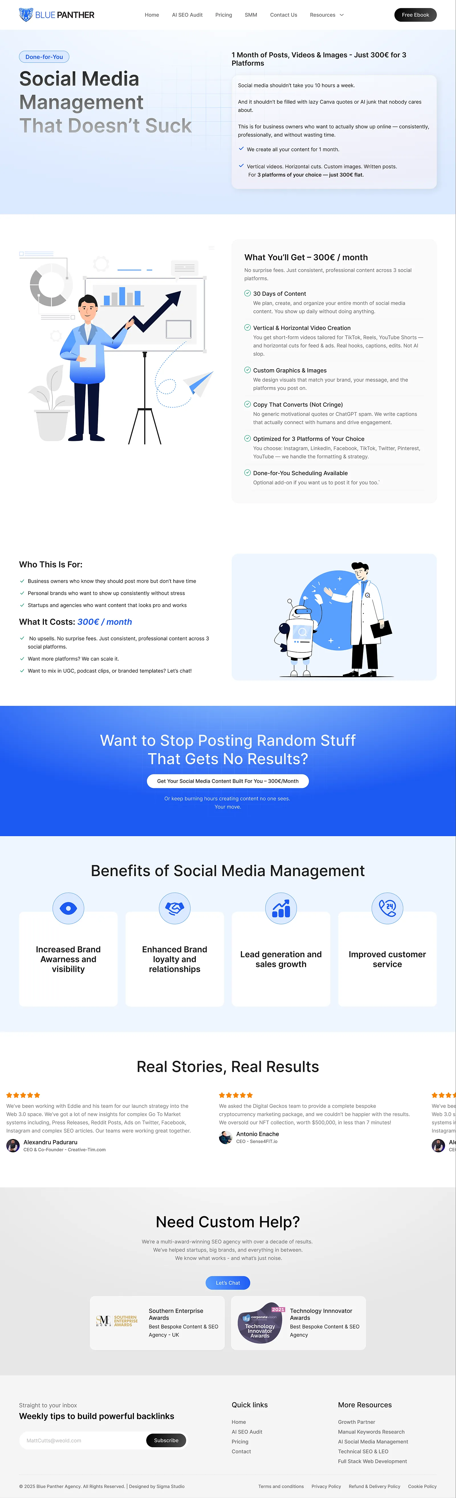 Blue Panther: social media management page