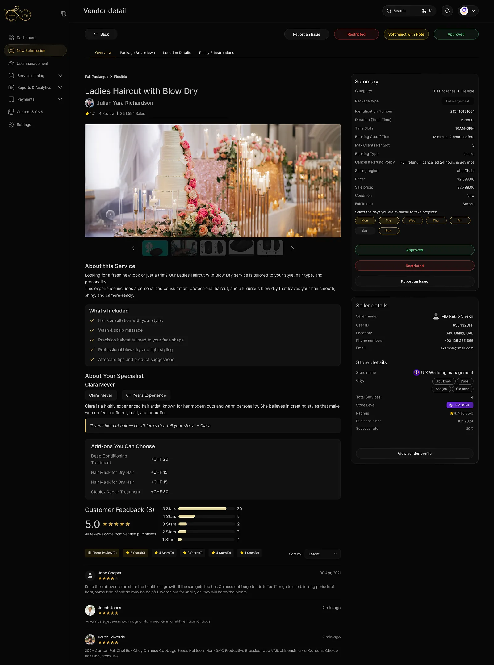 Bibaho: submission detail with review actions