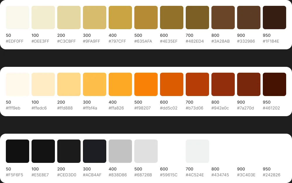 Bibaho design system: color shades