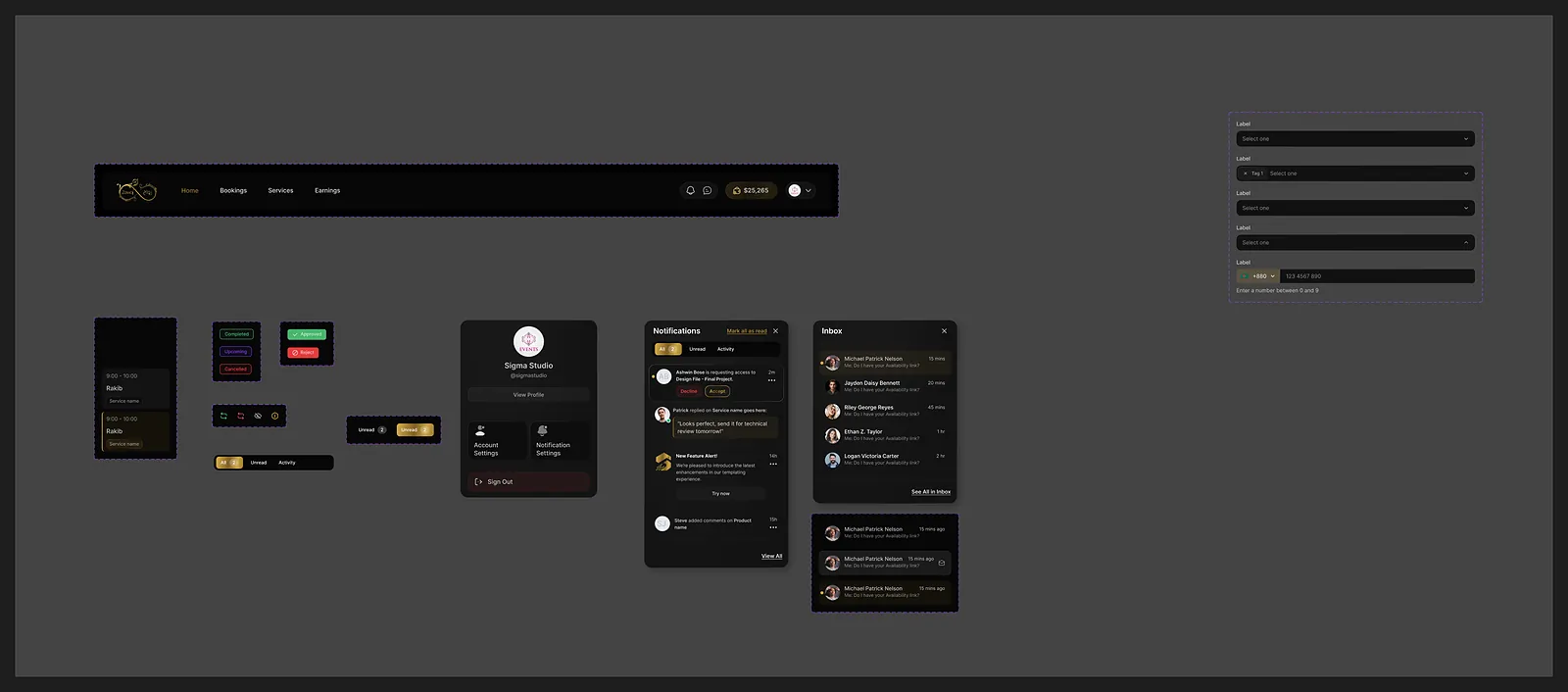 Bibaho design system: navigation and basic components
