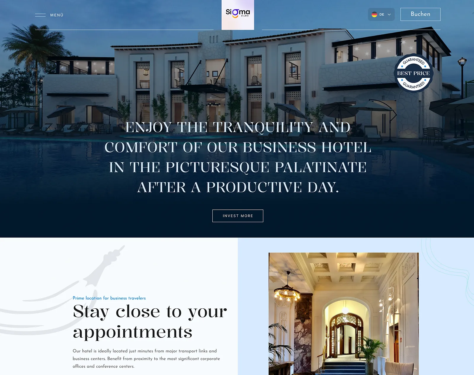 Sigma Hotel landing page