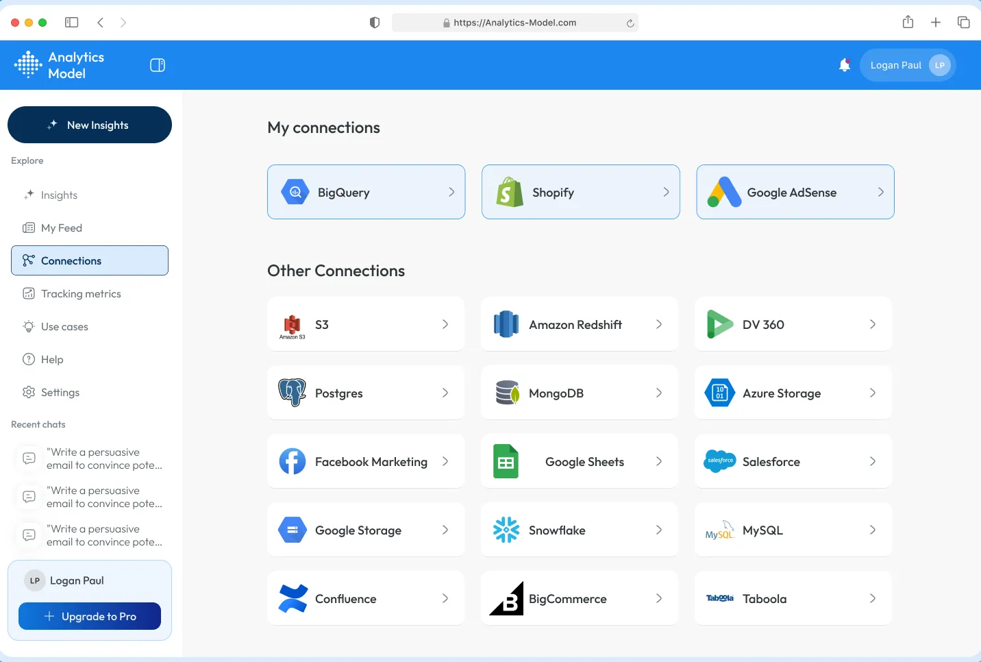 Analytics Model connections